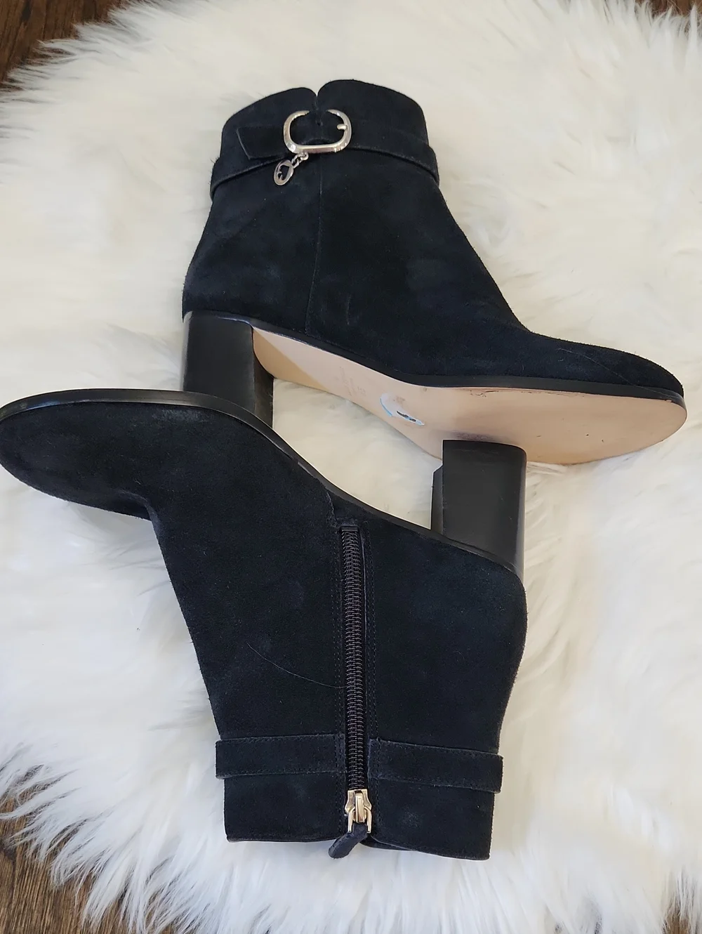 Kate Spade NY Blaire Suede Block Heel Ankle Boots Sz.6 B Black
